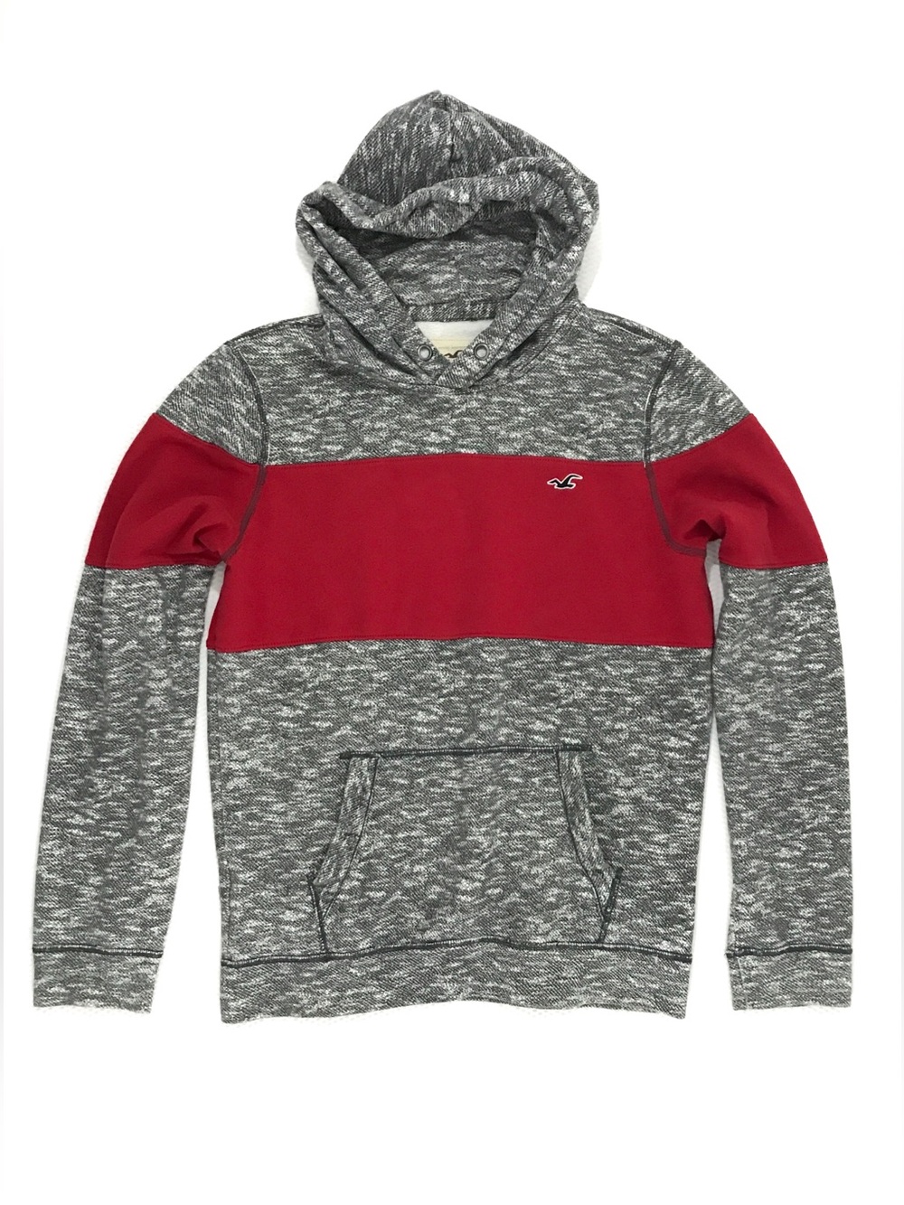 Vintage Y2K Hollister Hoodie Men’s L Grey Red Colourblock Pacific Merchants Tag - Picture 7 of 13